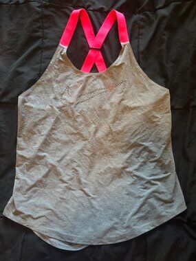 Nike Women’s Gray Performance Tank with Pink Straps